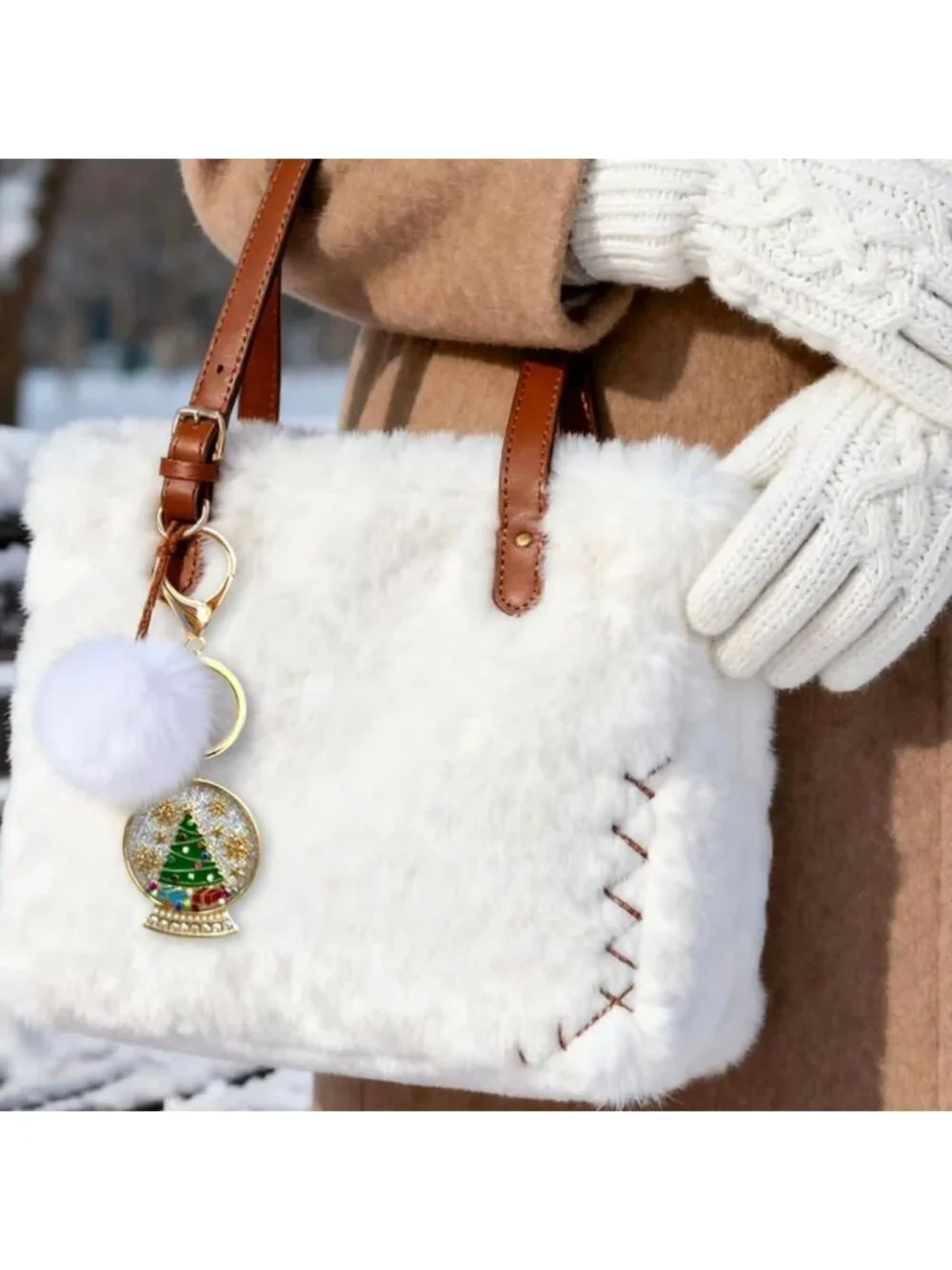 Festive Christmas Tree Nutcracker Bag Charm Keychain for Women - Holiday Gift